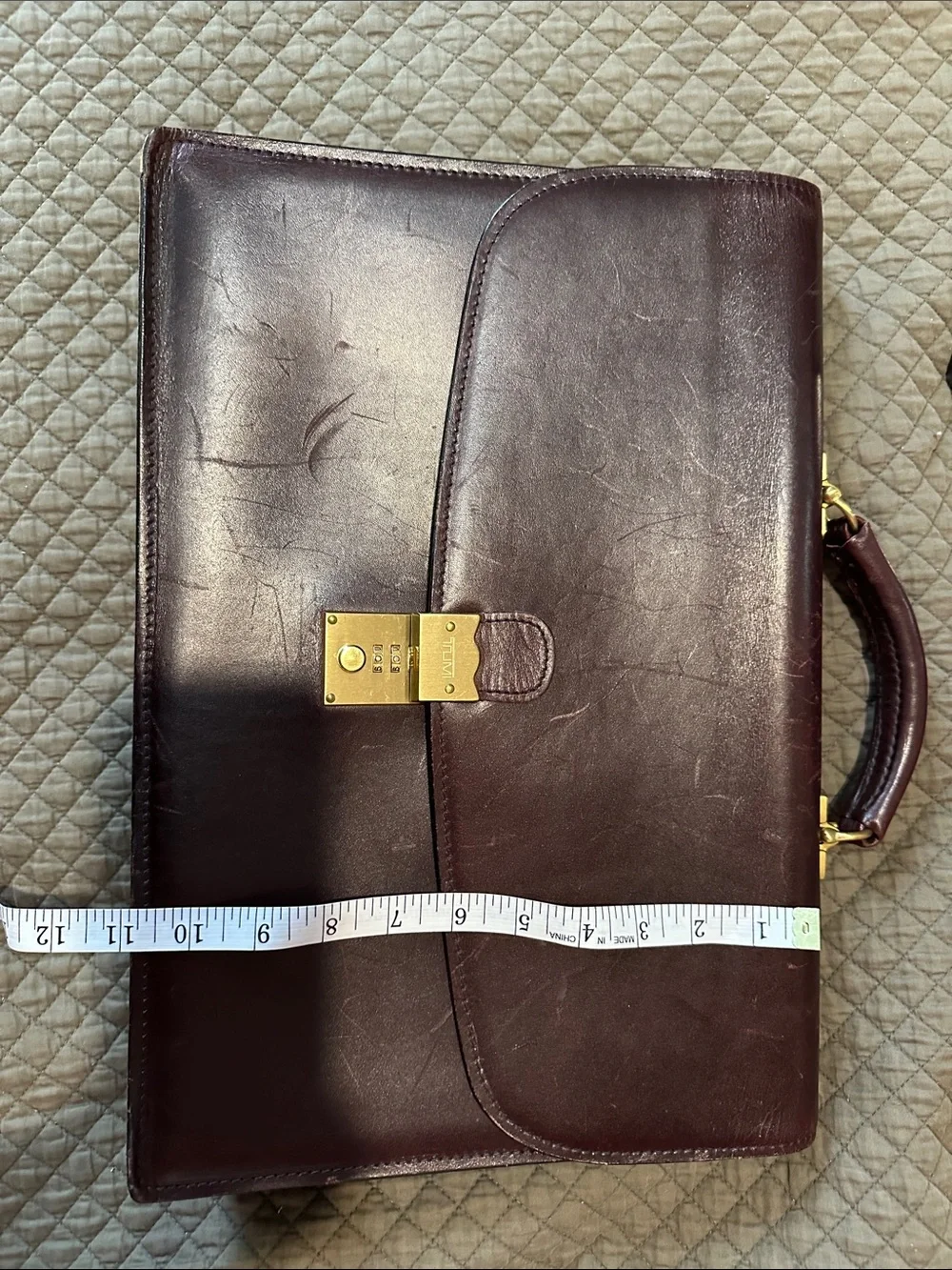 TUMI El Portal Burgundy Leather Briefcase